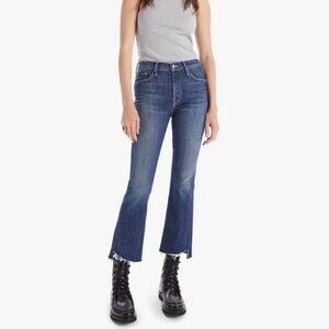 MOTHER High Rise Dark Blue The Insider Crop Step Fray Jeans